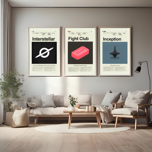 Cinema-Inspired Minimalist Wall Poster Set (Set of 3) – Modern Movie Art by Decorxhome