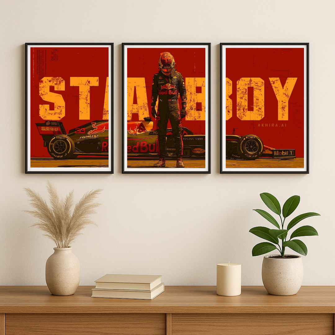 F1 - Speed Boy – Formula Racing Triptych Wall Poster Set (3 Panels)