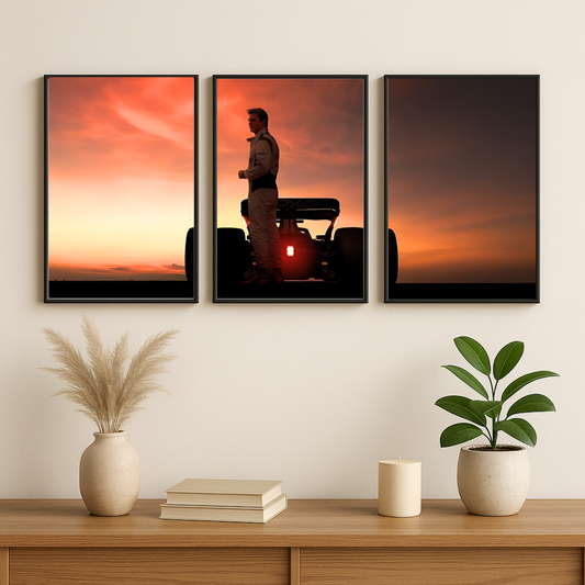 F1 Sunset – 3 Panel Split Poster Wall Art 🏎️🌅