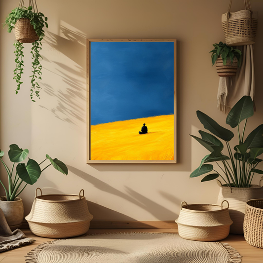 Solitude in Nature – Golden Field Poster 🌾💙
