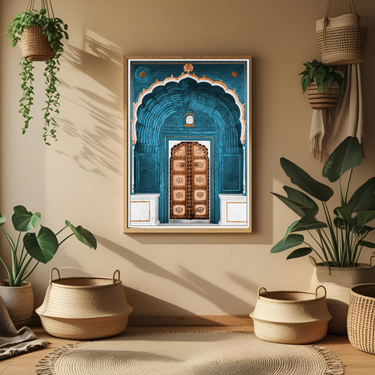 Royal Rajasthani Doorway Poster – Heritage Wall Art of India’s Architectural Grandeur 🏰✨