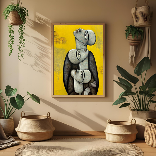 Embrace of Souls – Framed Modern Art Print for Home & Office Decor
