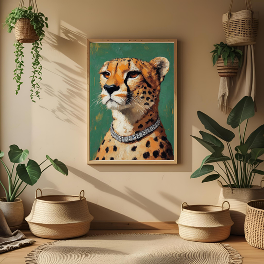Elegant Cheetah Wall Art – Framed Animal Print for Modern Home & Office Decor