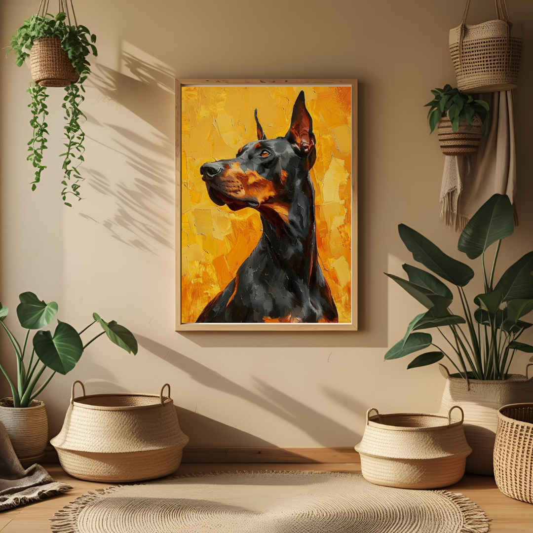 Majestic Doberman Wall Art – Framed Animal Print for Home & Office Decor