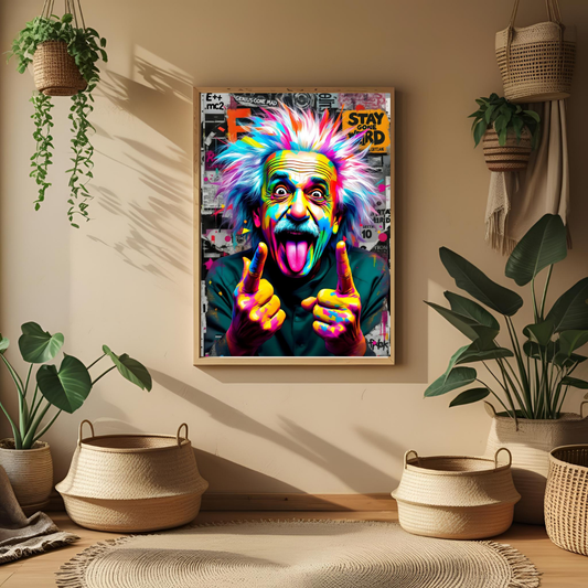 Neon Einstein Pop-Art Poster – Genius Gone Wild 🎨⚡
