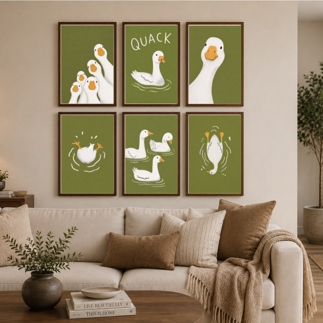 Cute Goose Wall Art Set | Whimsical Duck & Goose Poster Collection by Decorxhome