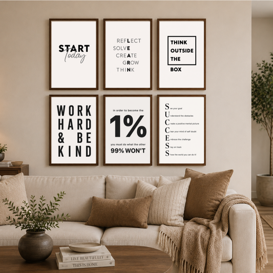 Innovators Mindset Motivational Poster Set – Start Today, Think Outside the Box & Success Quotes (Set of 6) | Decorxhome