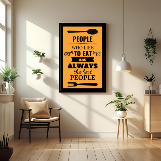 🍴 Foodie Quote Wall Poster – “People Who Like to Eat” Kitchen & Café Decor 🖤✨