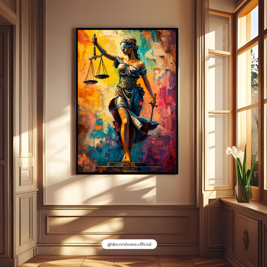 Lady Justice Abstract Art Poster – Colorful Modern Legal Wall Décor by Decorxhome