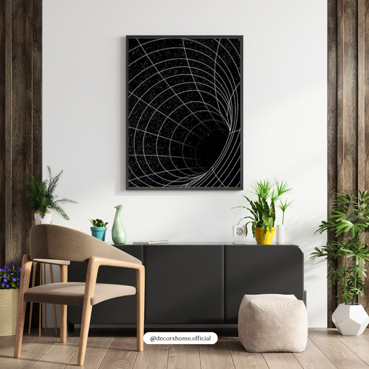 Cosmic Space Warp Wall Art Poster – Minimalist Black Hole & Universe Design | Decorxhome