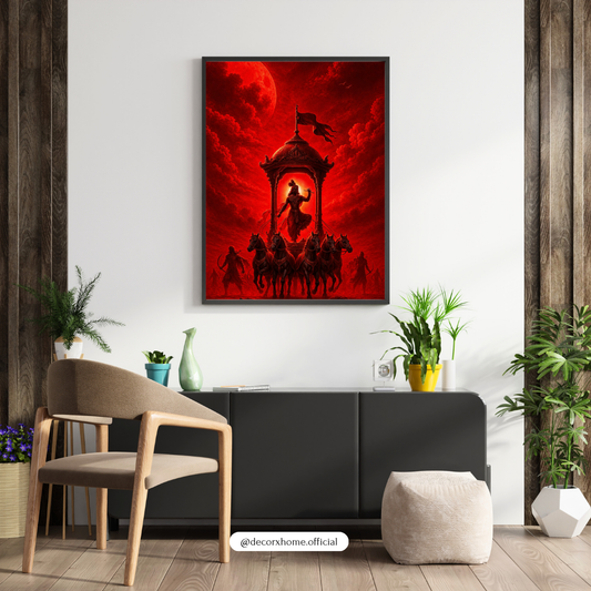 Little Warrior Krishna Chariot Poster β Mythological Kids Room Wall Art | Decorxhome