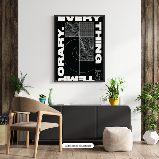 Temporary Everything Typography Wall Art Poster – Modern Minimalist Abstract Design | Decorxhome