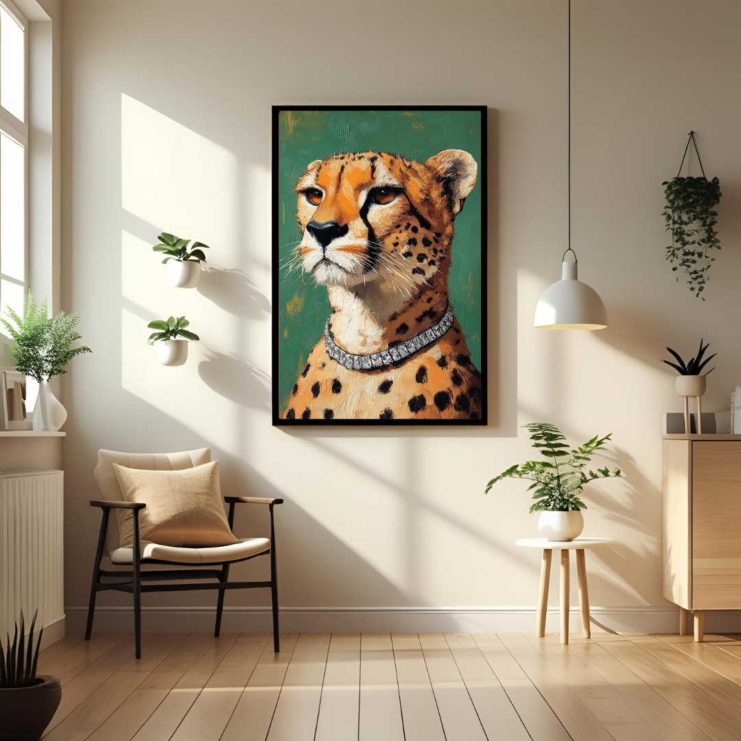 Elegant Cheetah Wall Art – Framed Animal Print for Modern Home & Office Decor