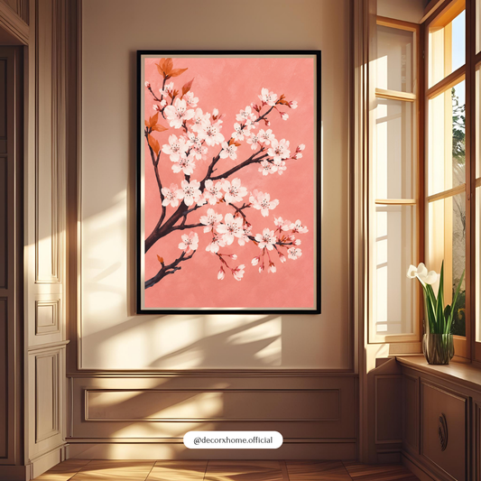 Decorxhome – Sakura Blossom Pink Floral Wall Art Poster
