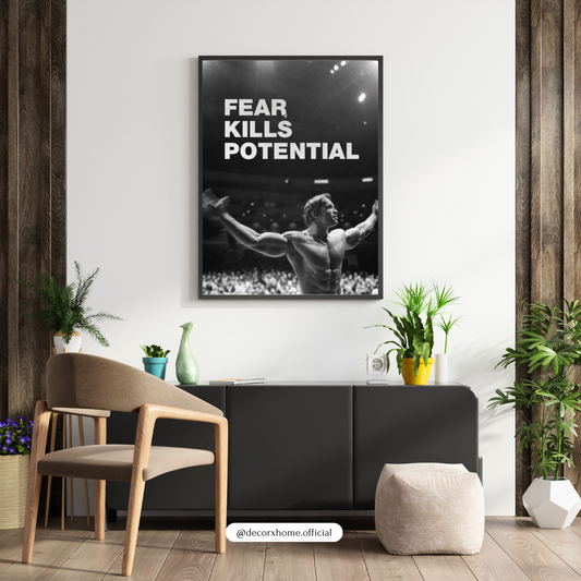 “Fear Kills Potential” Motivational Gym Poster – Strength & Success Wall Art | Decorxhome