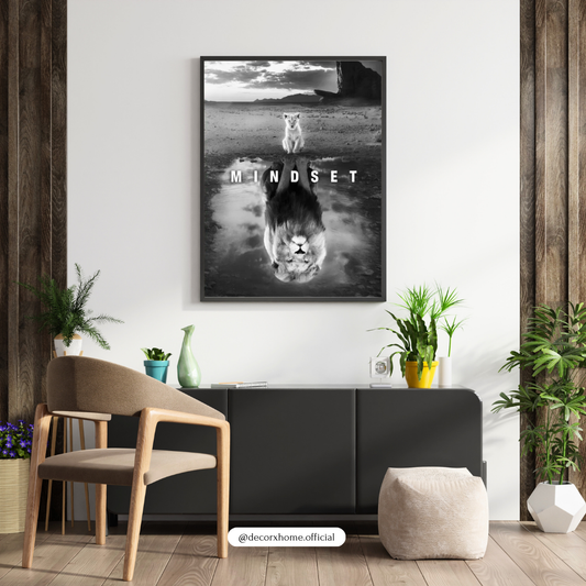 Mindset Lion Reflection Poster β Powerful Motivation Wall Art | Decorxhome