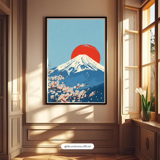 Decorxhome – Mount Fuji Sakura Landscape Wall Art Poster