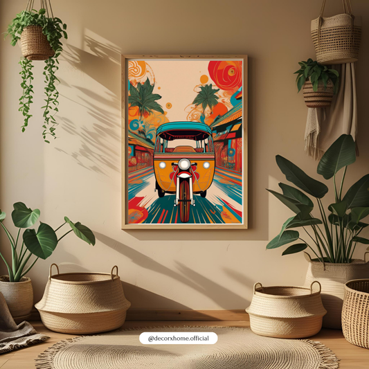 Vibrant Tuk-Tuk Ride – Retro Indian Street Art Wall Poster