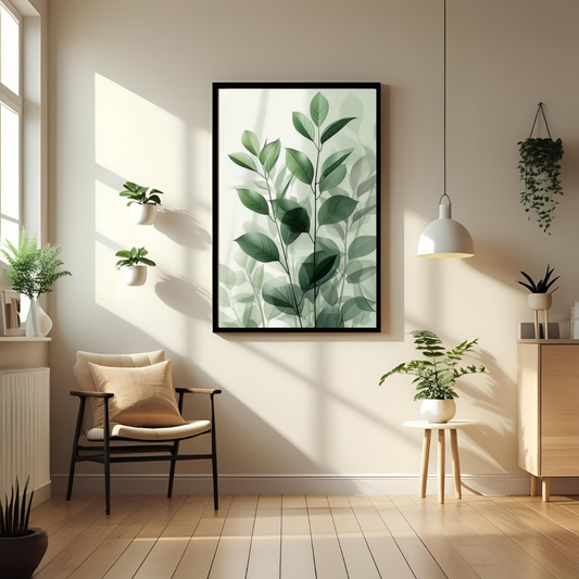 Minimalist Green Leaves – Nature Inspired Poster 🌿