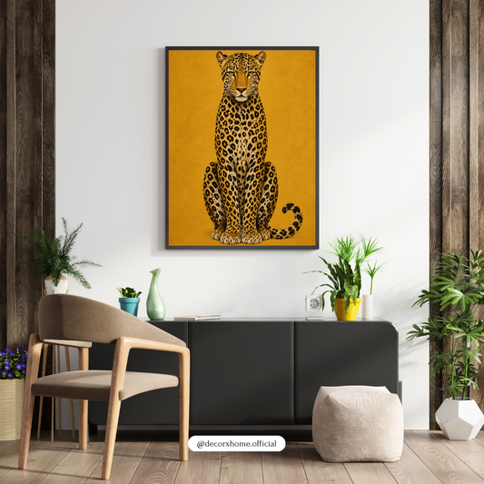 Royal Leopard Wall Art | Golden Leopard Animal Poster | Luxury Wildlife Artwork | Modern Nature Wall Décor | Decorxhome