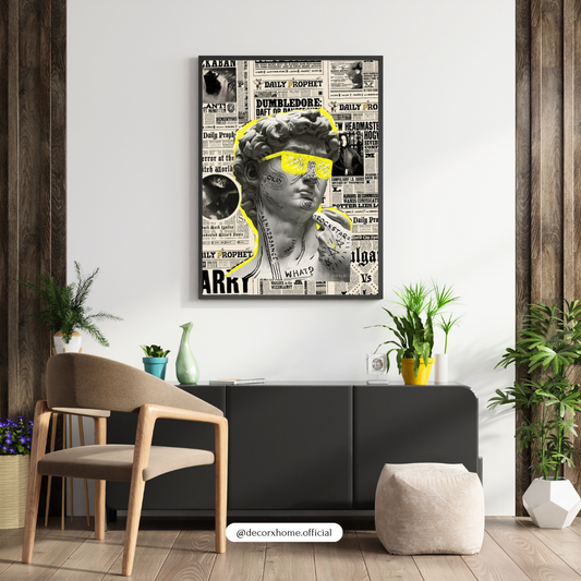 Neon Pop David Collage Wall Art Poster – Modern Newspaper Aesthetic by Decorxhome