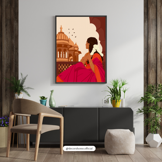 Golden Retro Floral Poster – Vintage-Inspired Aesthetic Wall Art