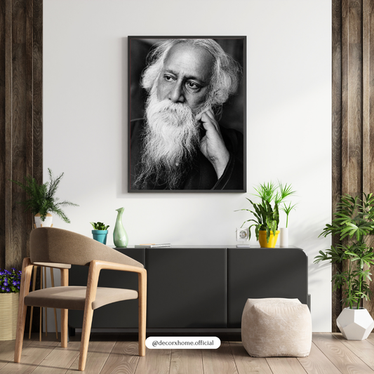 Rabindranath Tagore Portrait – Timeless Black & White Wall Art Poster | DecorxHome)