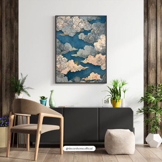 Japanese Cloud Pattern Poster | Traditional Asian Cloud Art Wall Décor | DecorexHome