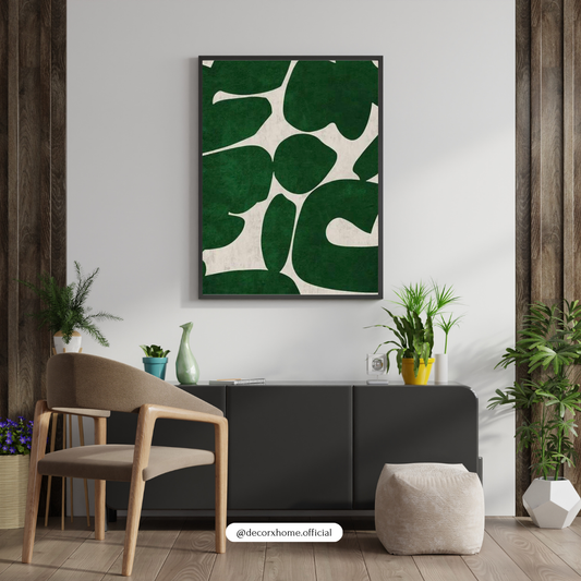 Green Organic Shapes Abstract Poster – Modern Minimal Wall Art