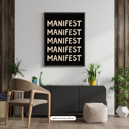 Manifest Repeated Typography Poster – Minimal Motivational Wall Art