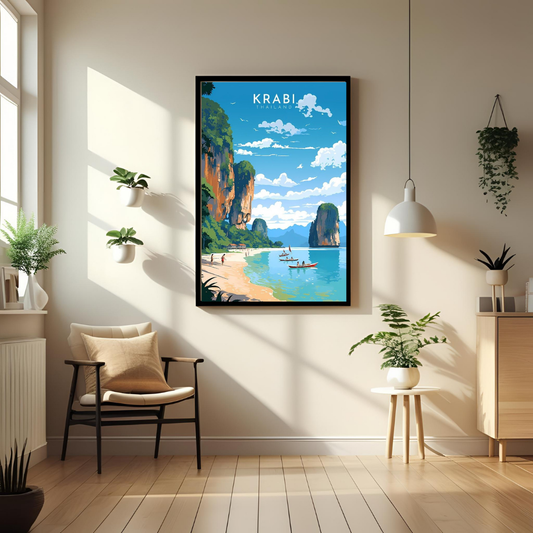 🌴 Krabi, Thailand – Framed Travel Wall Art Print 🖼️