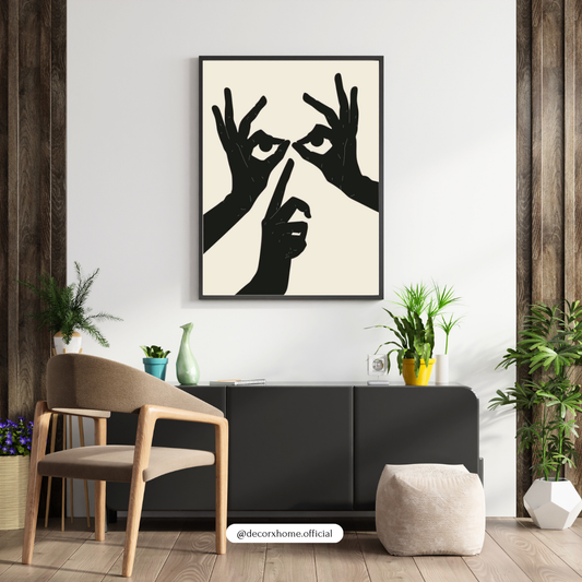 Abstract Hand Silhouette Art – Minimal Black & White Wall Poster by Decorxhome