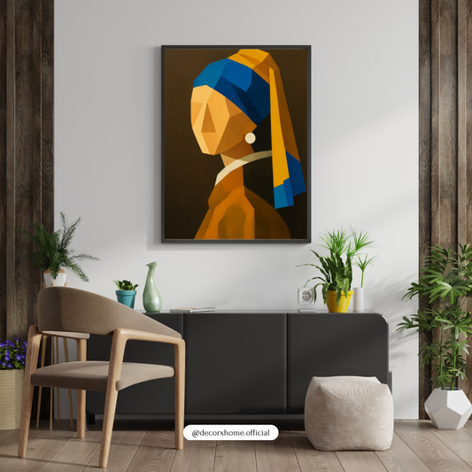 Geometric Girl Portrait Poster – Modern Abstract Art Wall Decor