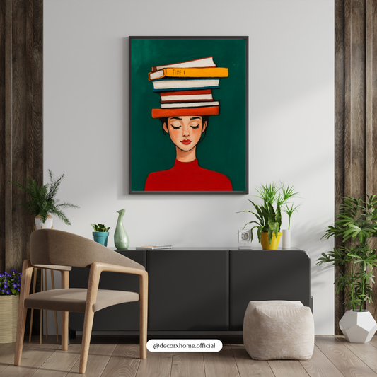 Book Lover Girl Poster – Cozy Minimal Illustrative Wall Art