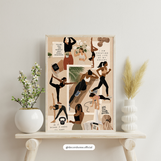 Fitness Motivation Vision Board Poster – Women’s Wellness & Workout Inspiration Wall Art