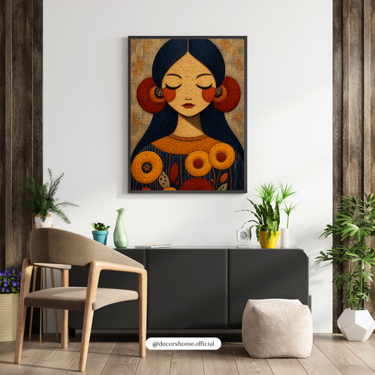 Boho Floral Woman Portrait Wall Art Poster | Modern Abstract Feminine Artwork | Aesthetic Bohemian Print | Decorexhome