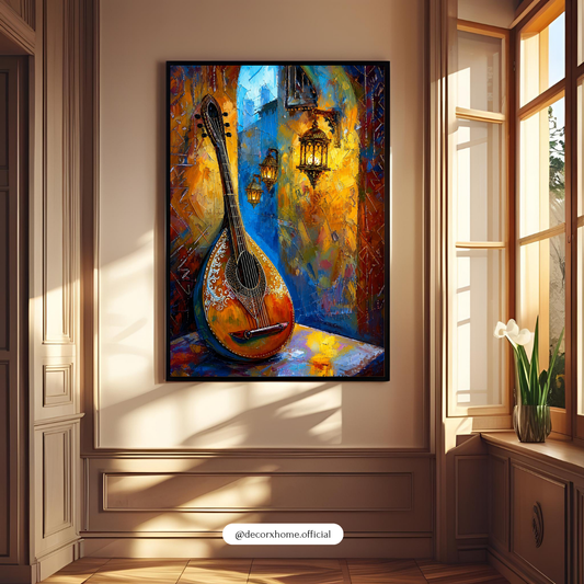 Decorexhome Vibrant Oud Melody Wall Art Poster | Abstract Musical Instrument Canvas Print | Artistic Boho Home Decor