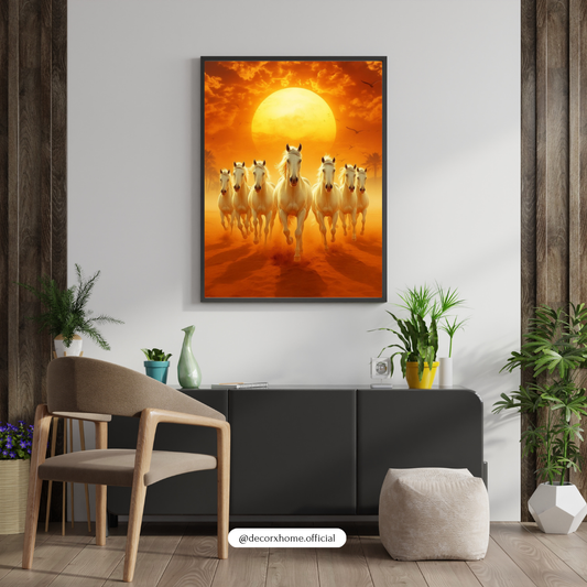 Seven Running Horses Poster – Prosperity & Positive Energy Wall Art