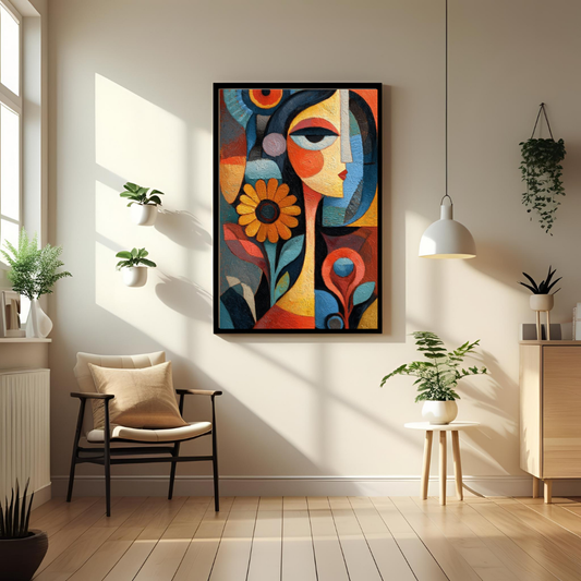 Floral Muse – Framed Modern Art Print for Home & Office Wall Decor