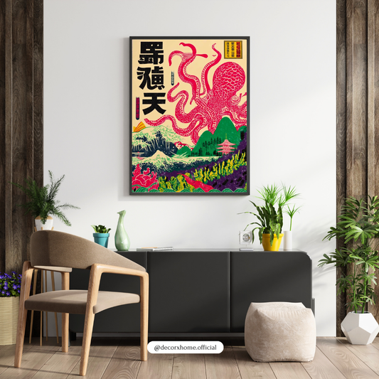Japanese Octopus Ukiyo-e Style Poster – Retro Asian Art Wall Decor | Decorxhome