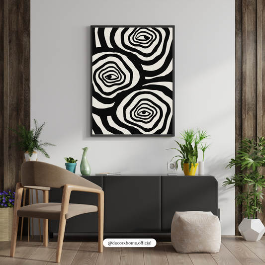 Modern Abstract Swirl Art – Black & White Minimalist Wall Poster