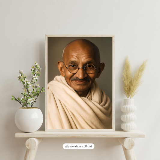 Mahatma Gandhi Portrait Wall Art | Inspirational Indian Icon Framed Poster