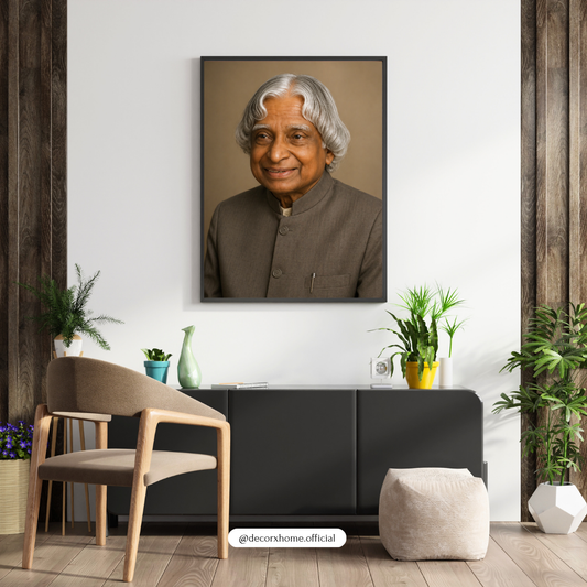Dr. A.P.J. Abdul Kalam Portrait Wall Art – Inspirational Indian Scientist & Former President Poster | Motivational Leader Artwork for Home, Office & Study | Decorxhome