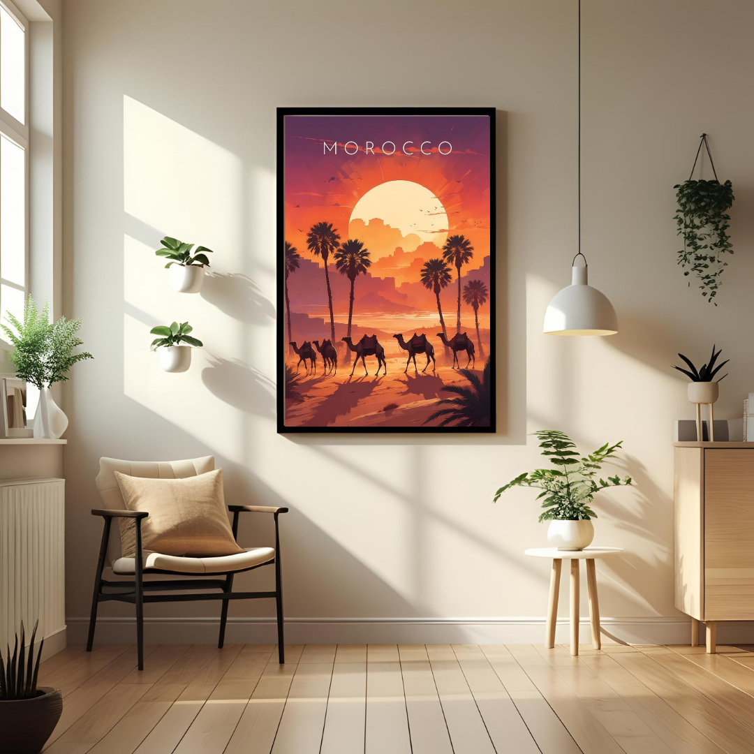 πͺ Morocco Desert Sunset β Framed Travel Wall Art Print πΌοΈ