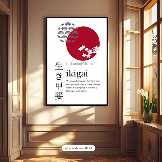 Ikigai Japanese Motivation Poster | Minimalist Zen Wall Art by DecorxHome
