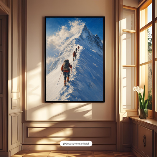 Decorexhome Summit Ridge Expedition Wall Art Poster | Snow Mountain Adventure Canvas Print | Alpine Climbing Home Decor