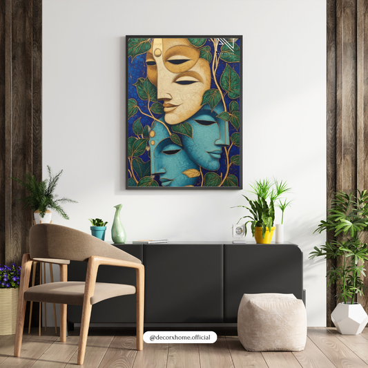 Serene Abstract Faces Wall Art Poster – Modern Spiritual Home Décor by Decorxhome