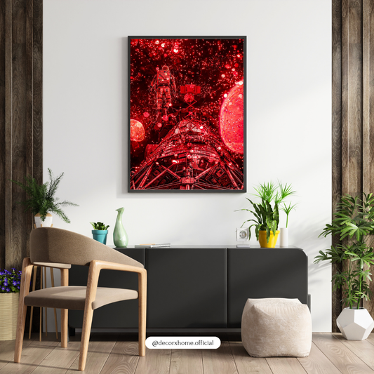 Project Hail Mary Red Galaxy Astronaut Poster | Futuristic Spacewalk Wall Art | Bold Sci-Fi Decor | Abstract Cosmic Print | Decorxhome