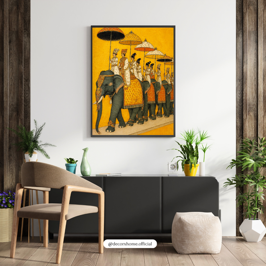 Royal Elephant Procession – Traditional Indian Heritage Wall Art Poster | DecorxHome