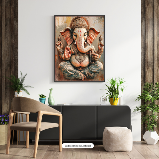 Lord Ganesha Wall Art Poster | Traditional Ganpati Spiritual Artwork | Divine Hindu God Wall Decor | Decorexhome